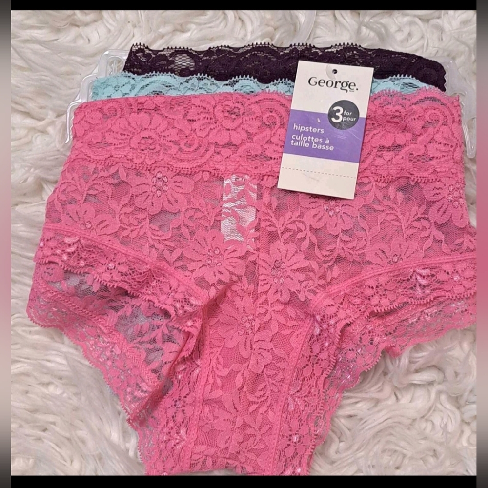 Brand New George Lace Hipster 3 Pairs Panties Set